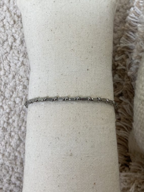My Jewellery – Rechthoekige Kralen stretch armband – Zilver