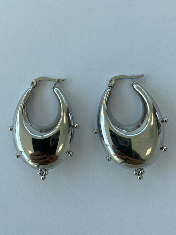 My Jewellery – Ovale oorhangers met bolletjes (goud of zilver)