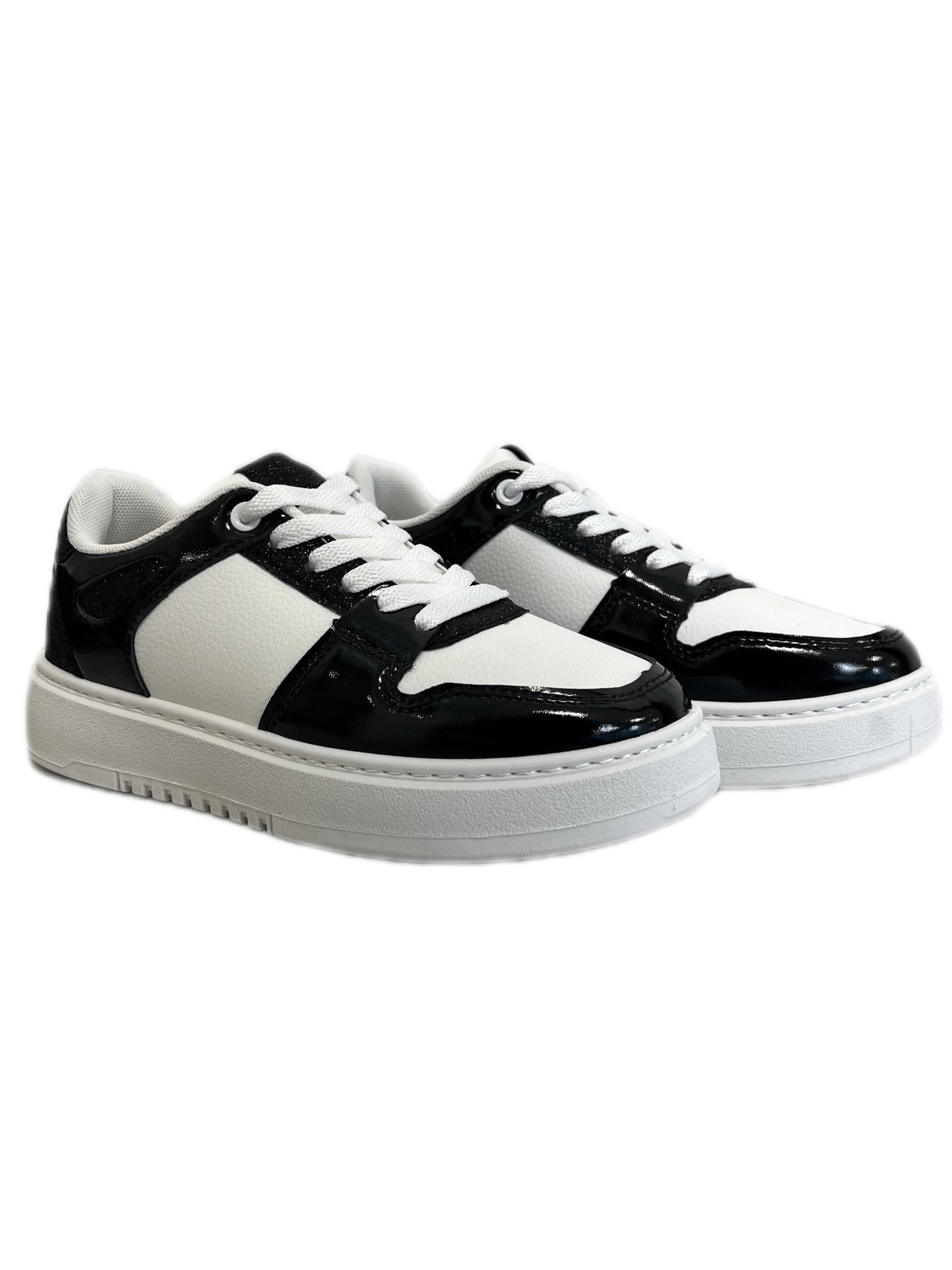 Sparkle Lak Sneakers – Zwart/Wit