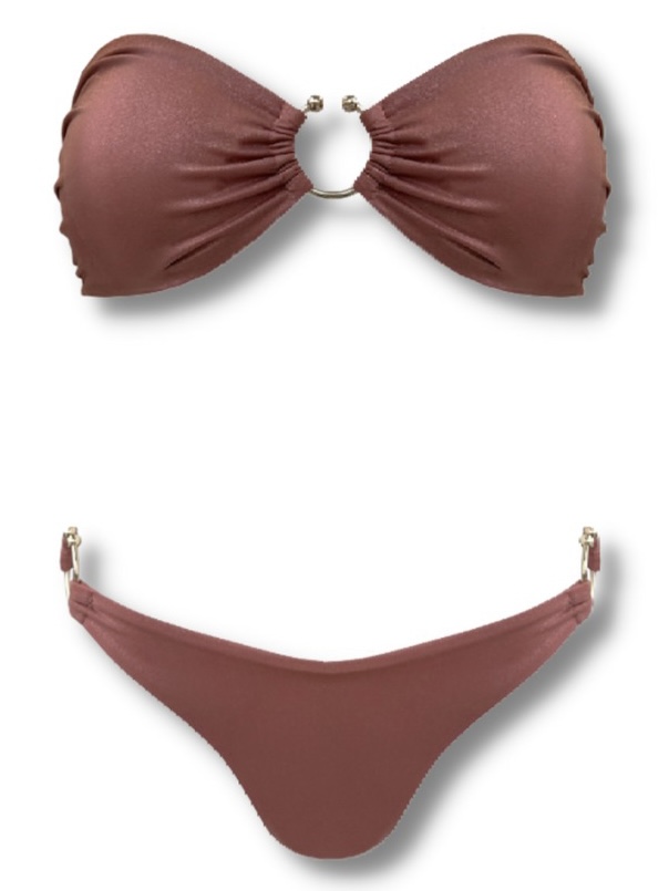 Shiny Bandeau Bikini – Oudroze