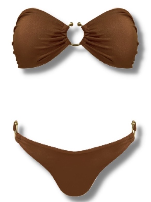 Shiny Bandeau Bikini – Bronze