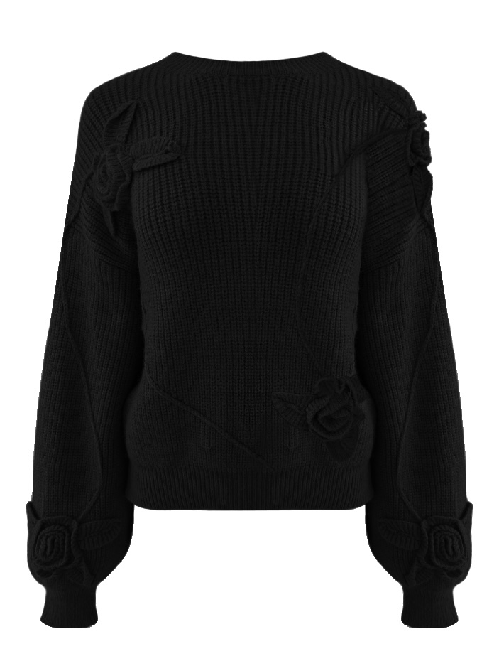 Bloem sweater – Zwart